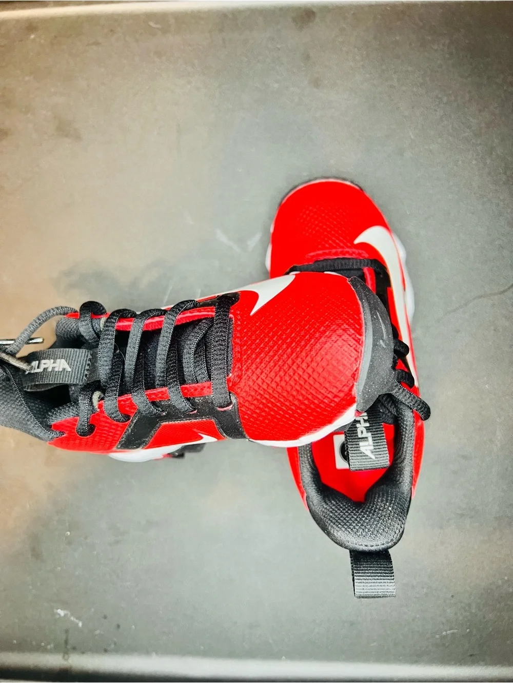 Nike Kids Red and Black Sneakers with Traction Sole
